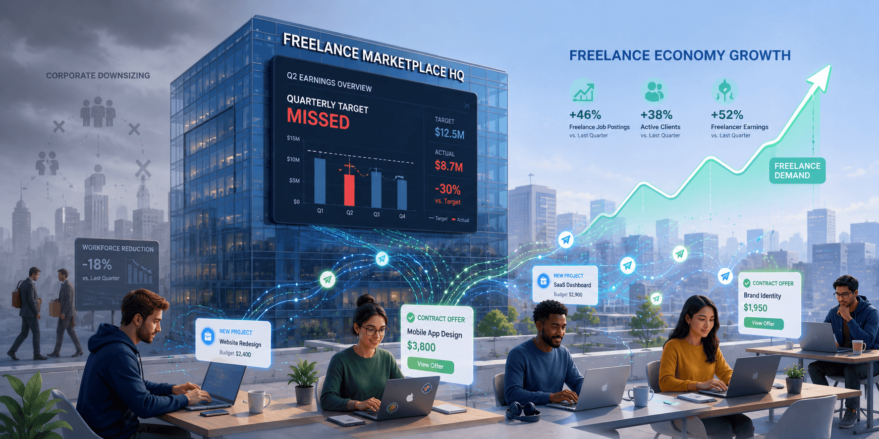 Freelance demand rising amid workforce reductions