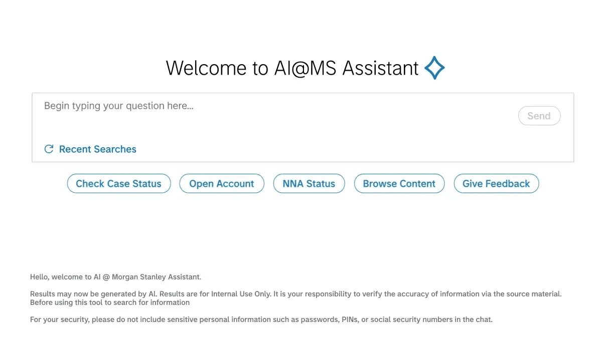 Morgan Stanley's AI@MS Assistant chatbot