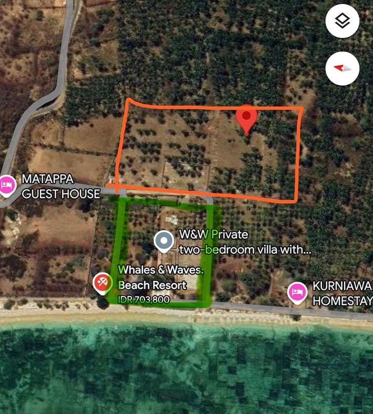 500–1200 m² oceanfront land plots in West Sumbawa