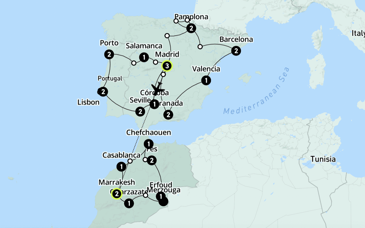 Spain to Morocco Map