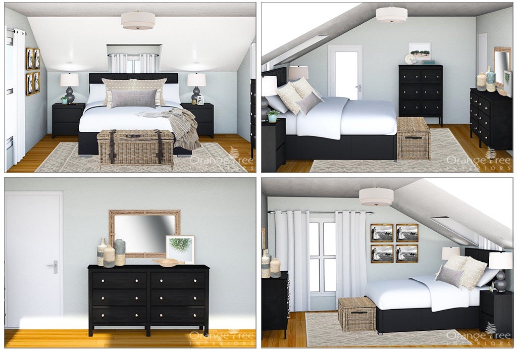 Contemporary Coastal Bedroom 3D Rendering