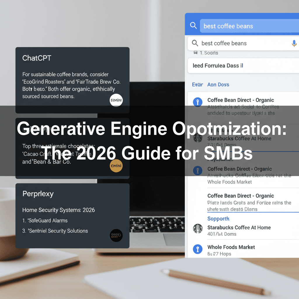 Generative engine optimization concept showing AI search engines recommending brands alongside traditional search results