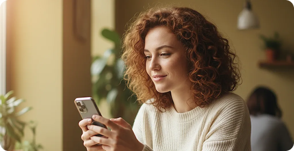Woman browsing on her phone