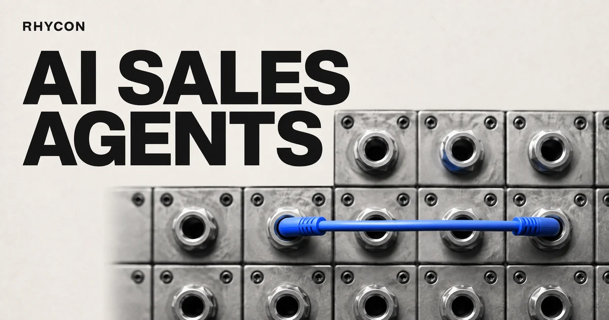 AI sales agents: a blue cable connects two sockets in a monochrome switchboard.