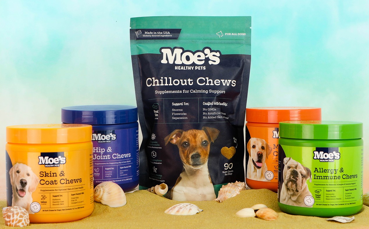 Moe's Healthy Pets chews and supplements