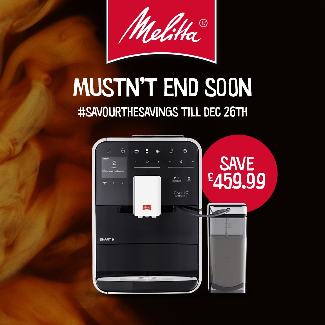 Social advert for a coffee machine;  Mustn't end now is the message