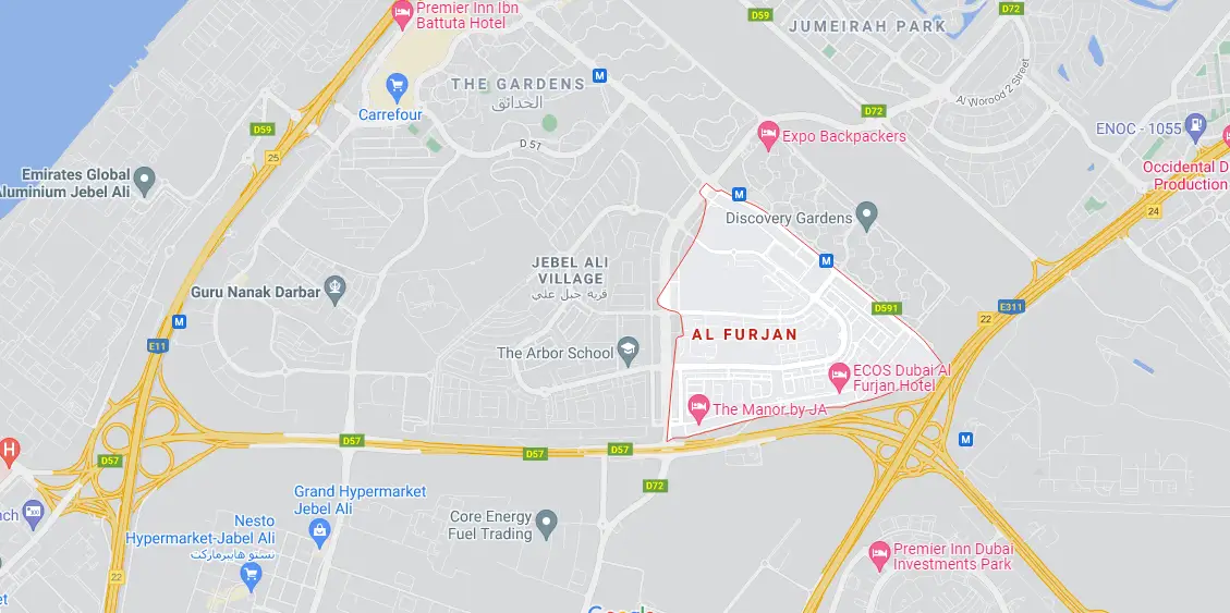 Al Furjan Location Map