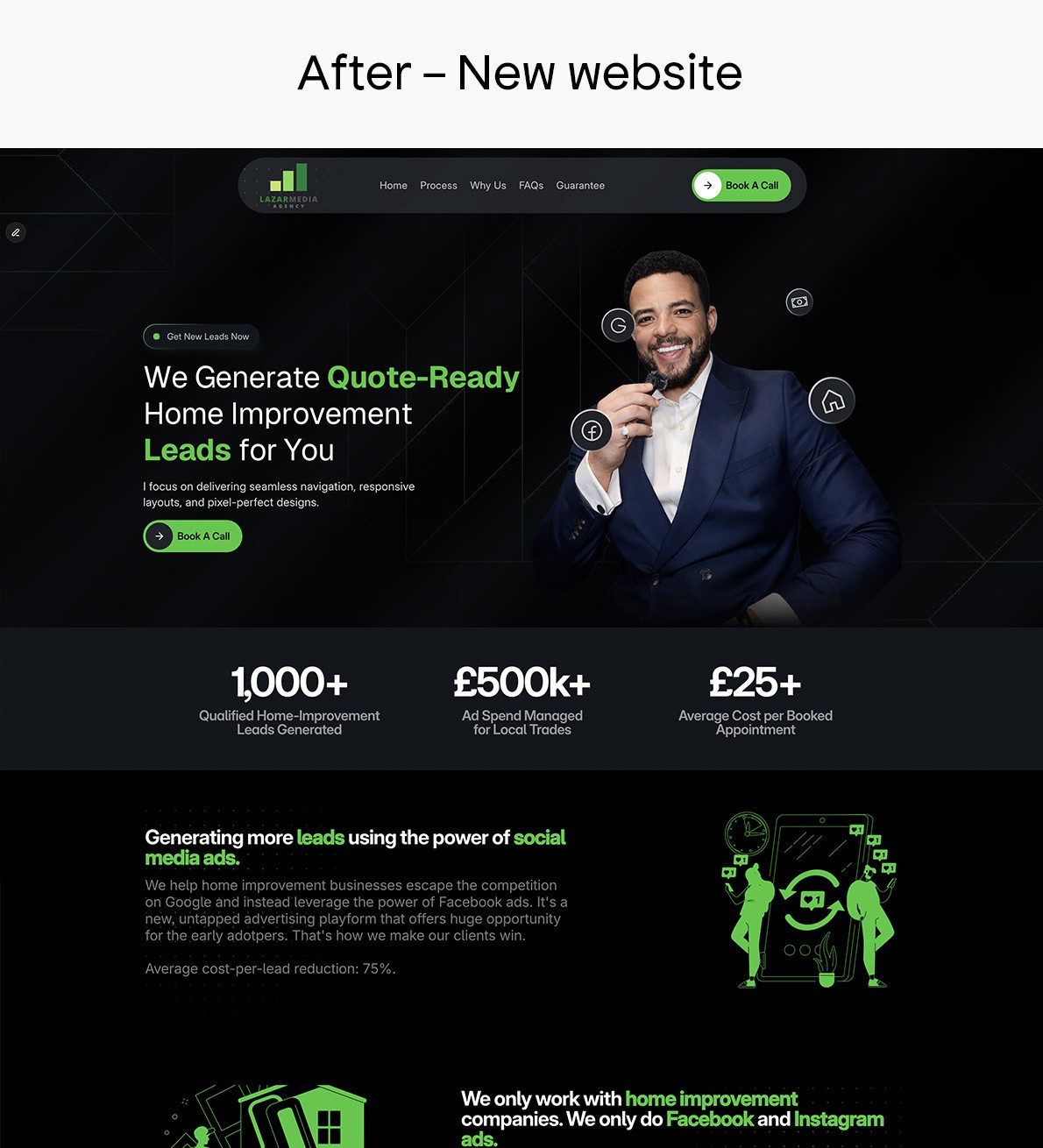 Smart speaker with glowing top next to a phone, set against a green background