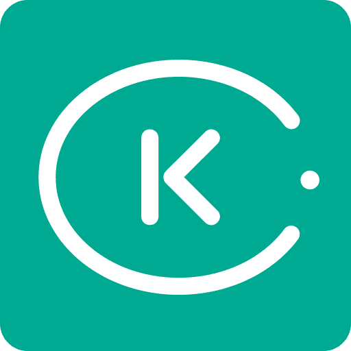 A white icon on a blue background