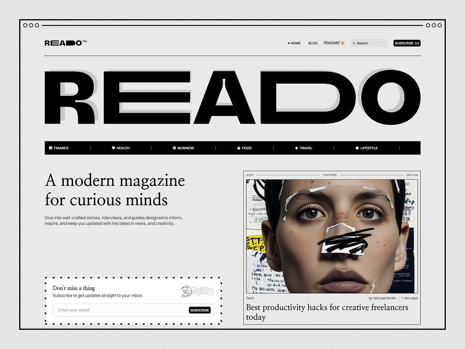 Reado — 现代动效博客媒体网站设计灵感
