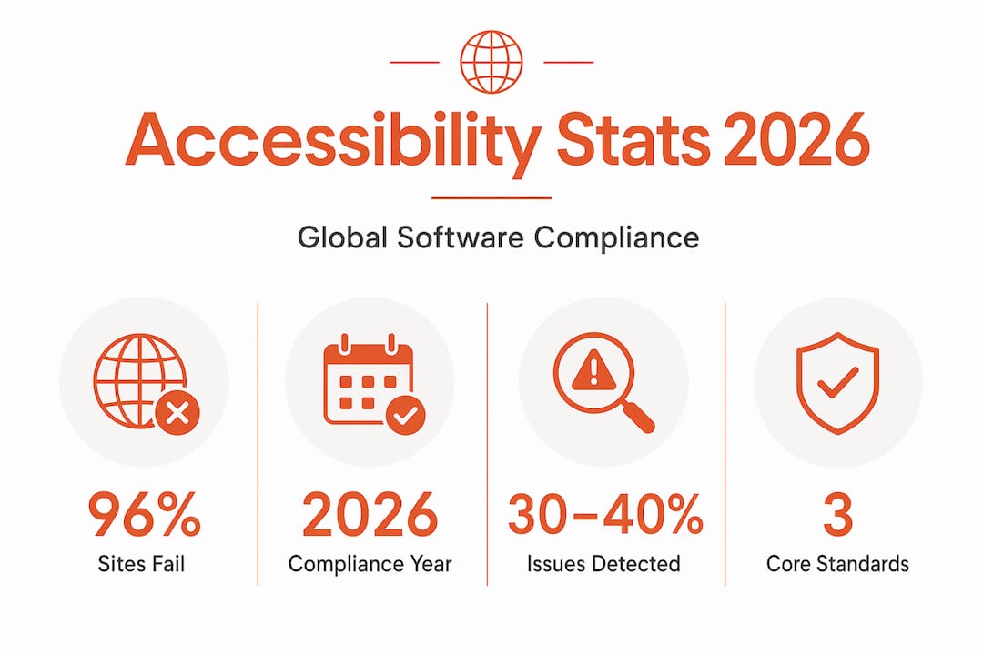 Infographic highlighting 2026 accessibility compliance stats