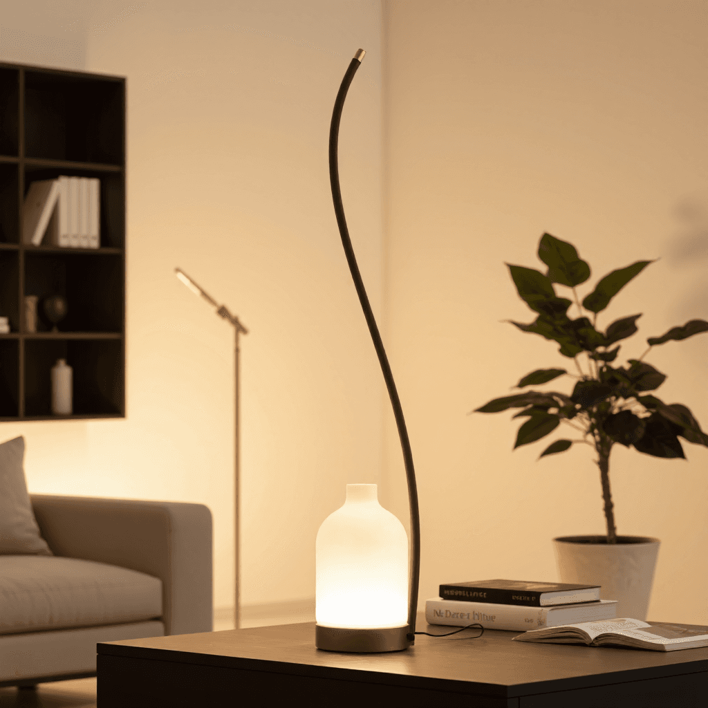 product photography of a decorative lamp designed to fit various bottles