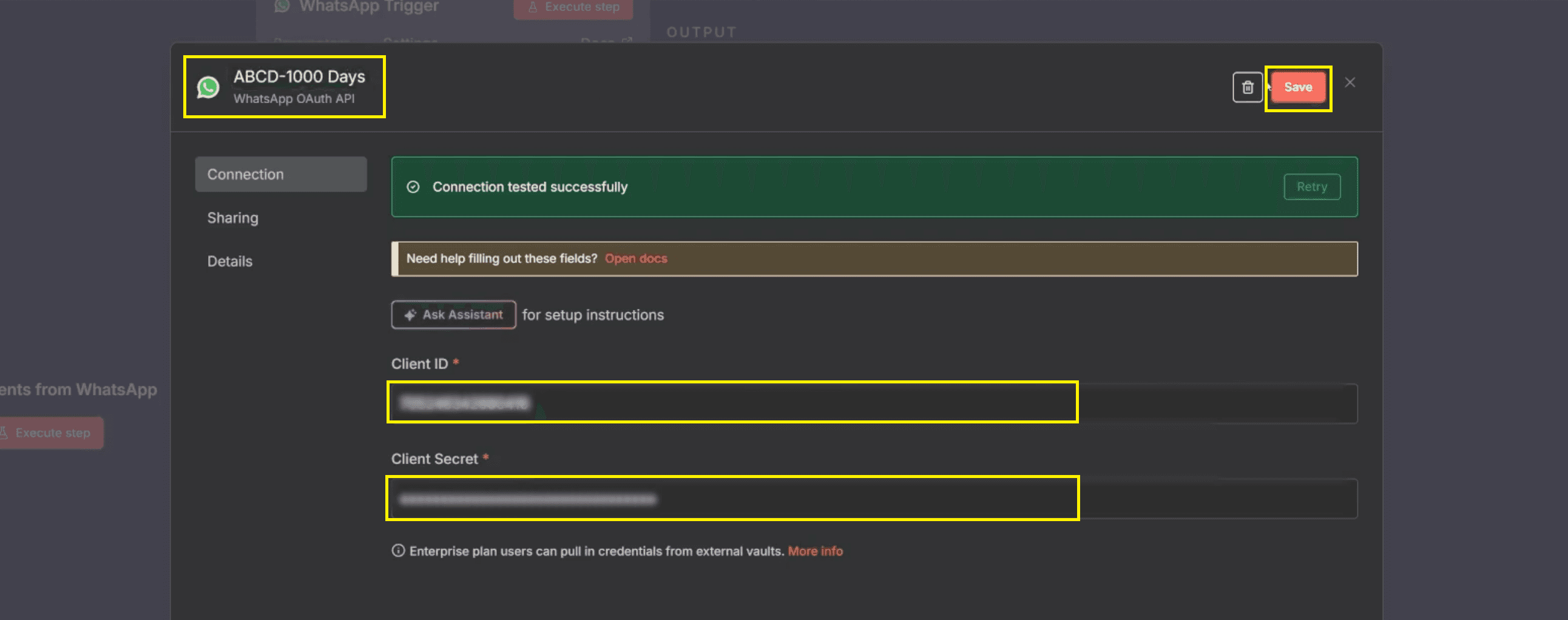 3.1. client id, client secret, set name, save