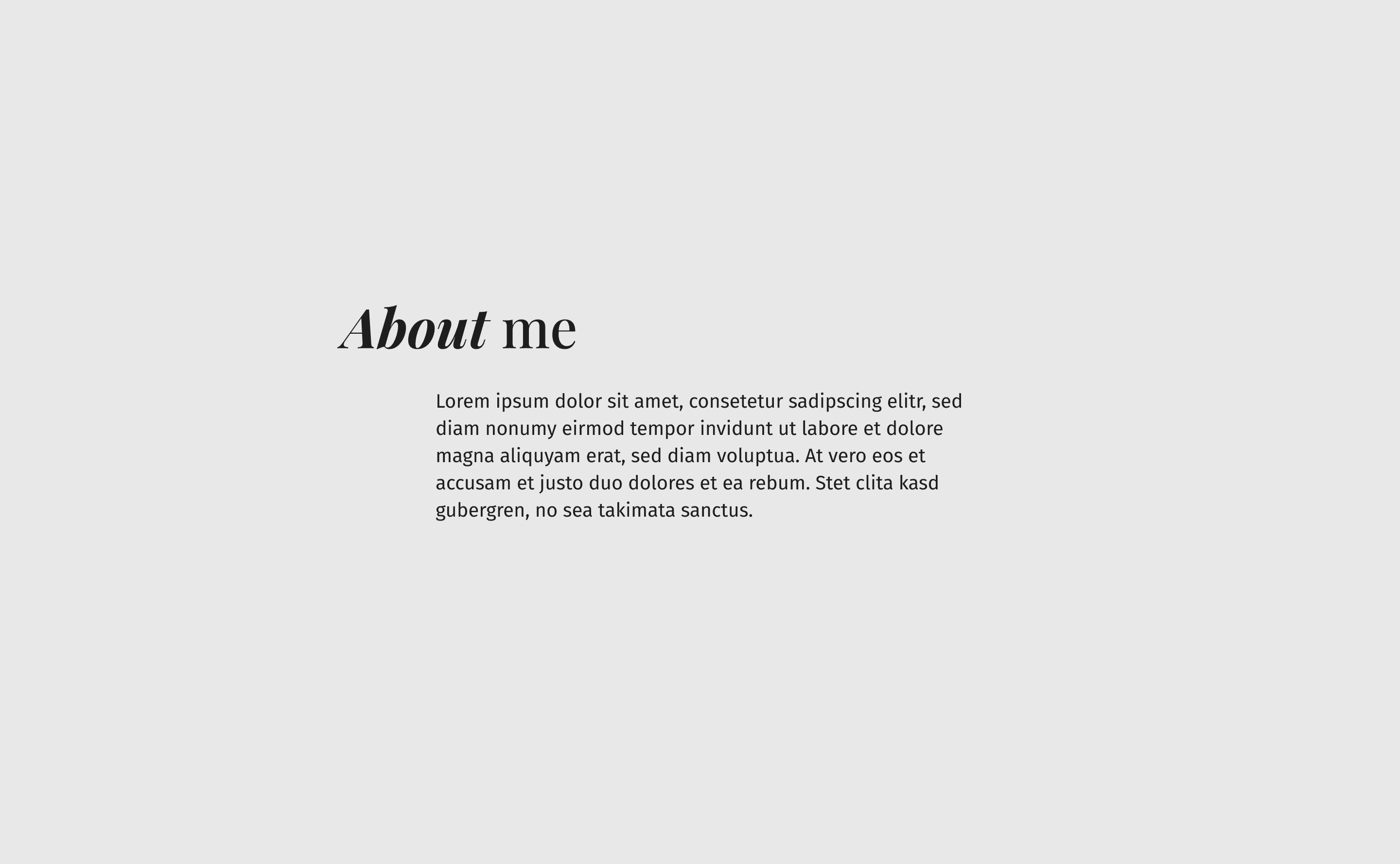 About section of Alex's website