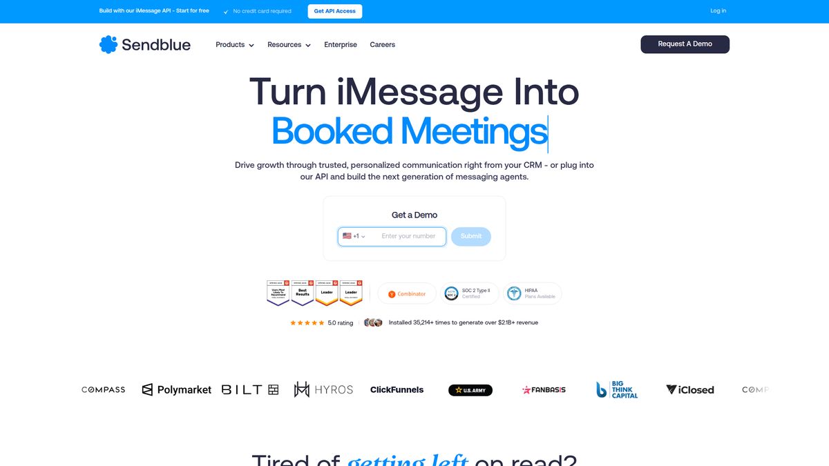 SendBlue website