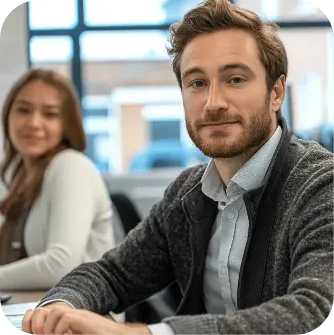 Business professionals collaborating with QuickBooks integration for business accounting and payment management.