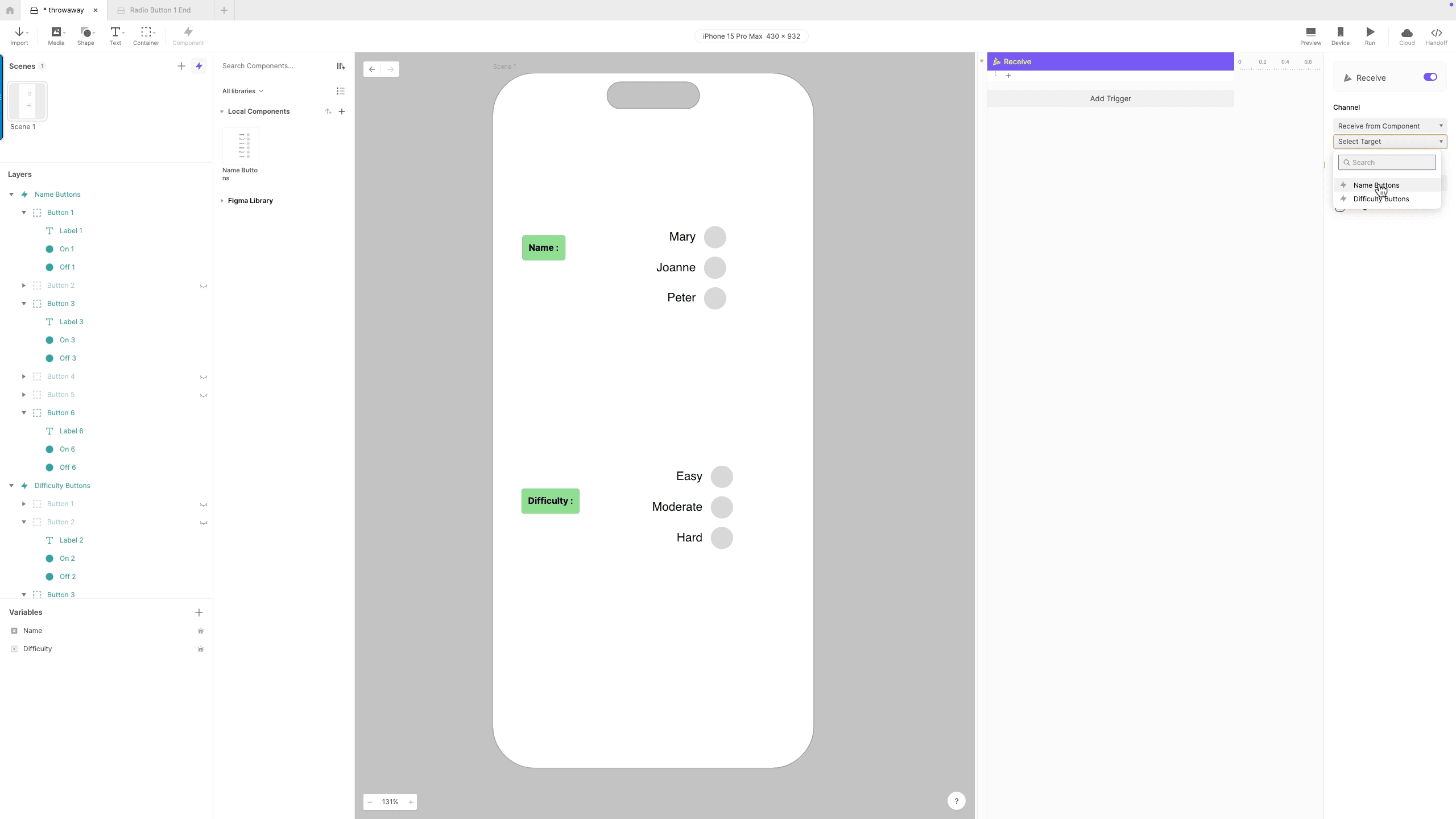 receive message from component screenshot