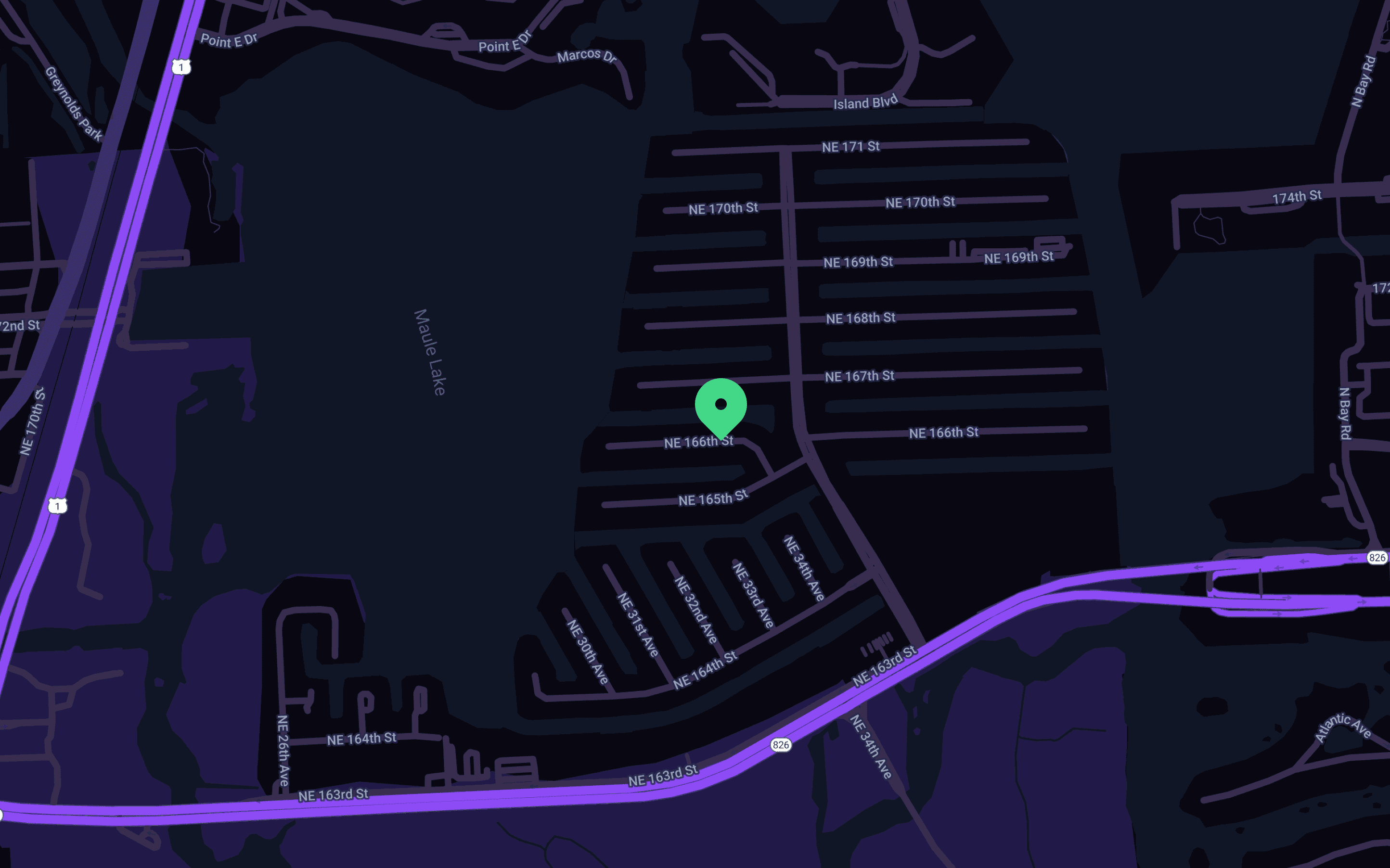 Purple branded map of the location