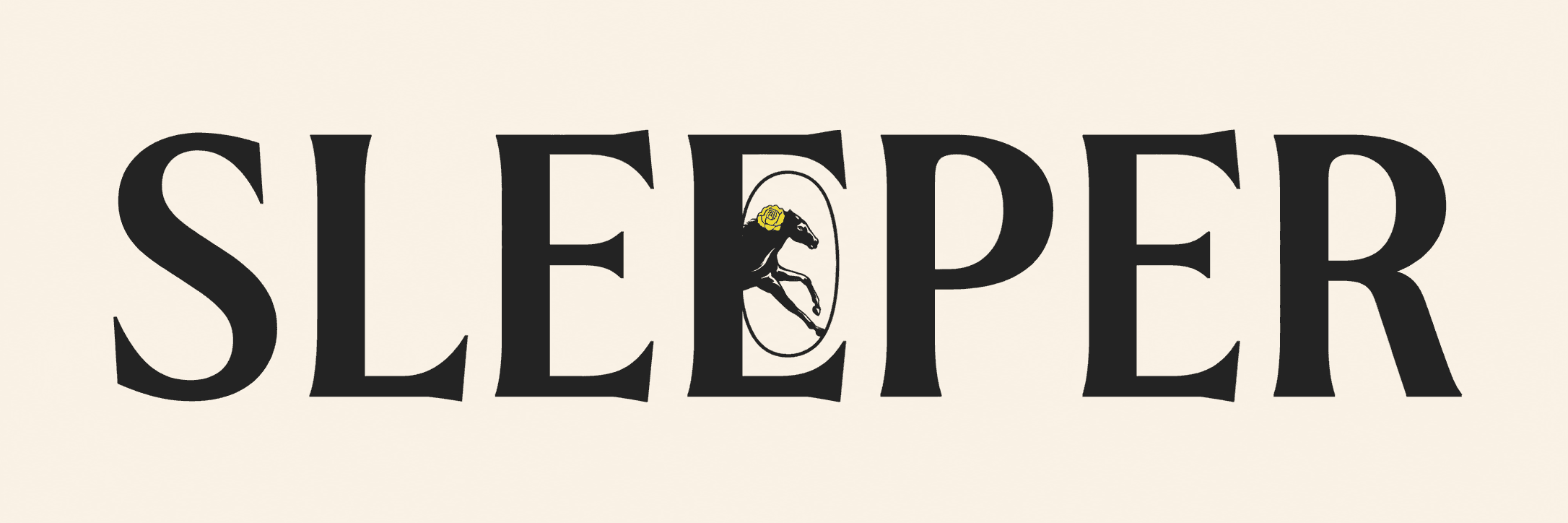 Logo de Sleeper rediseñado por Tibefy — tipografía serif con ilustración de galgo, identidad visual premium para moda