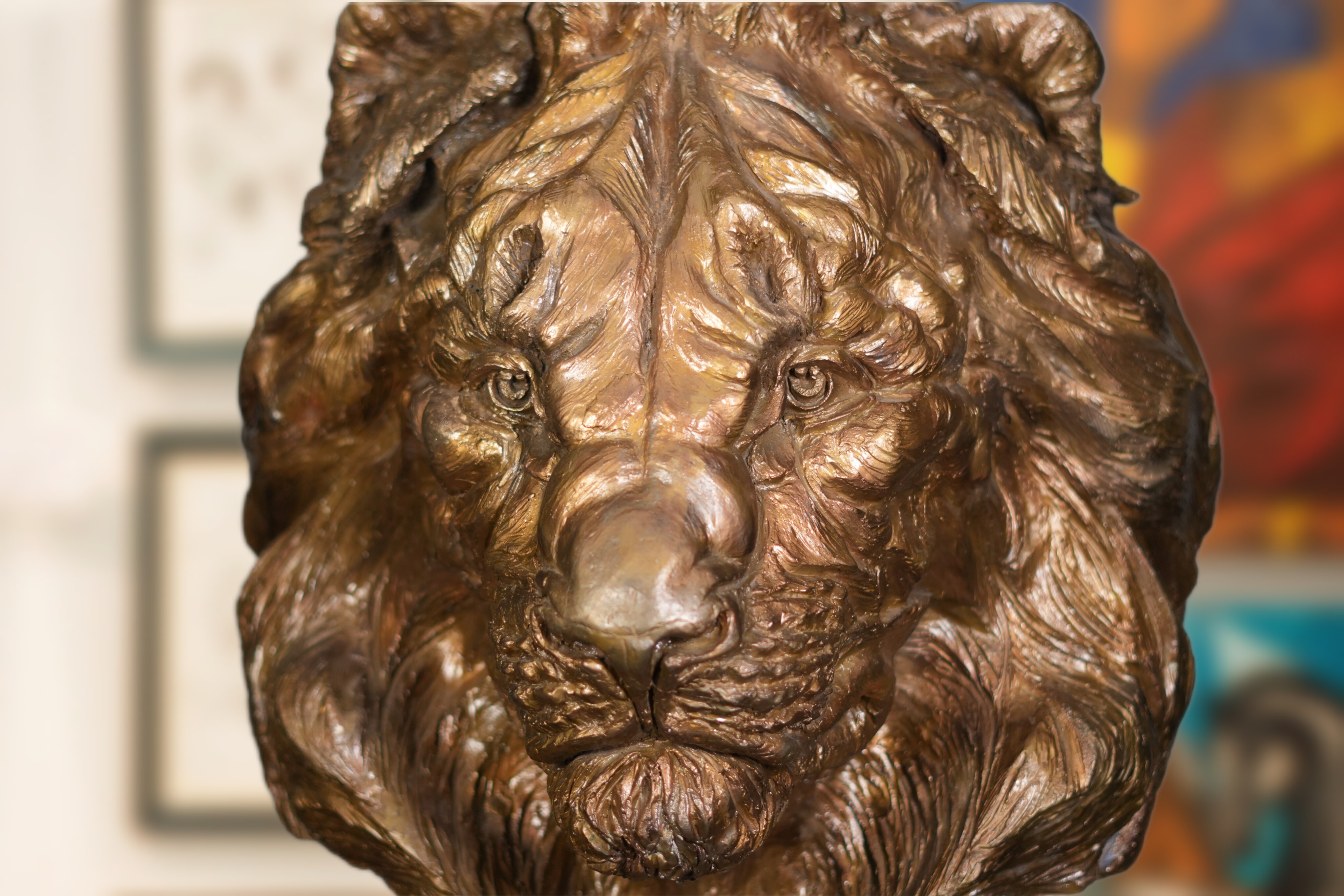 Bronze sculpture of a Lion's head
