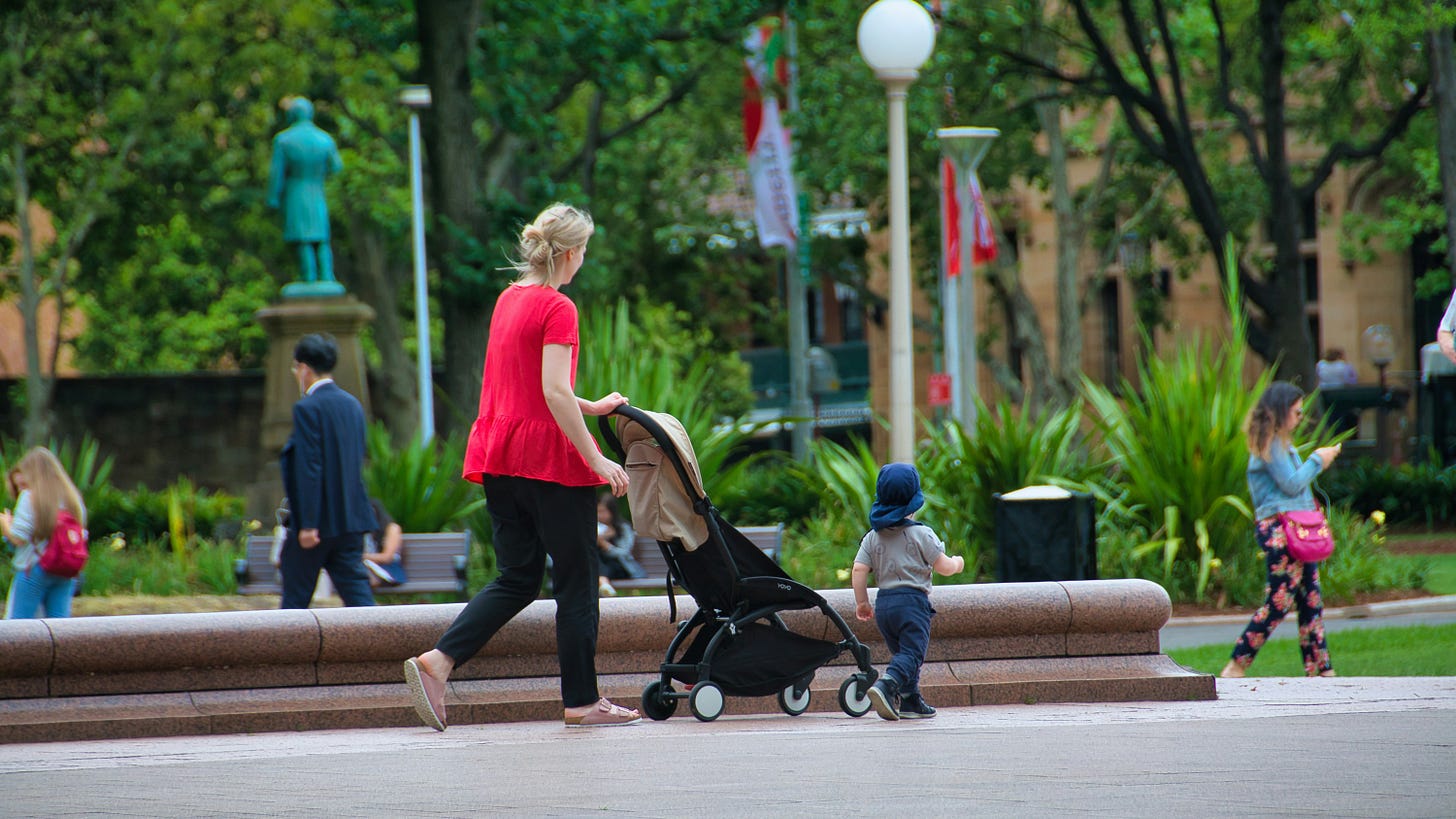 baby stroller in a park