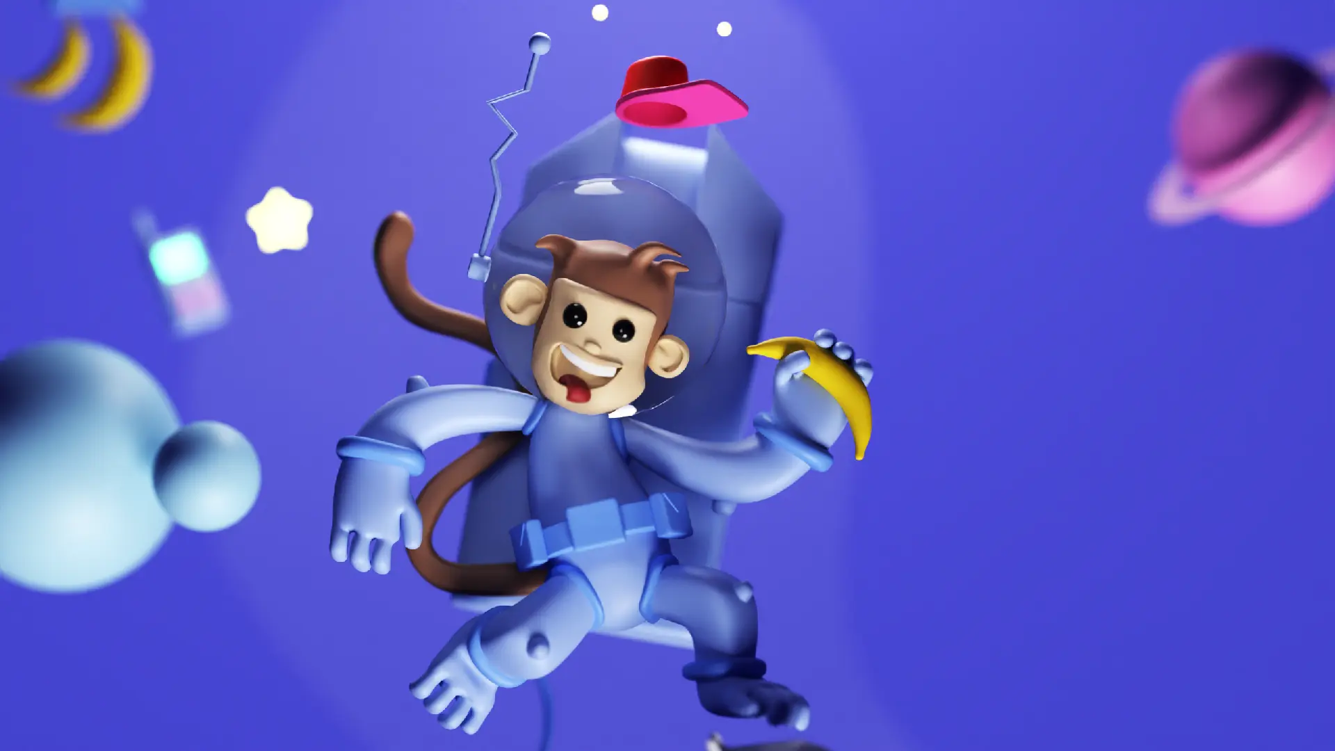 Space monkey 3d modeling lowpoly