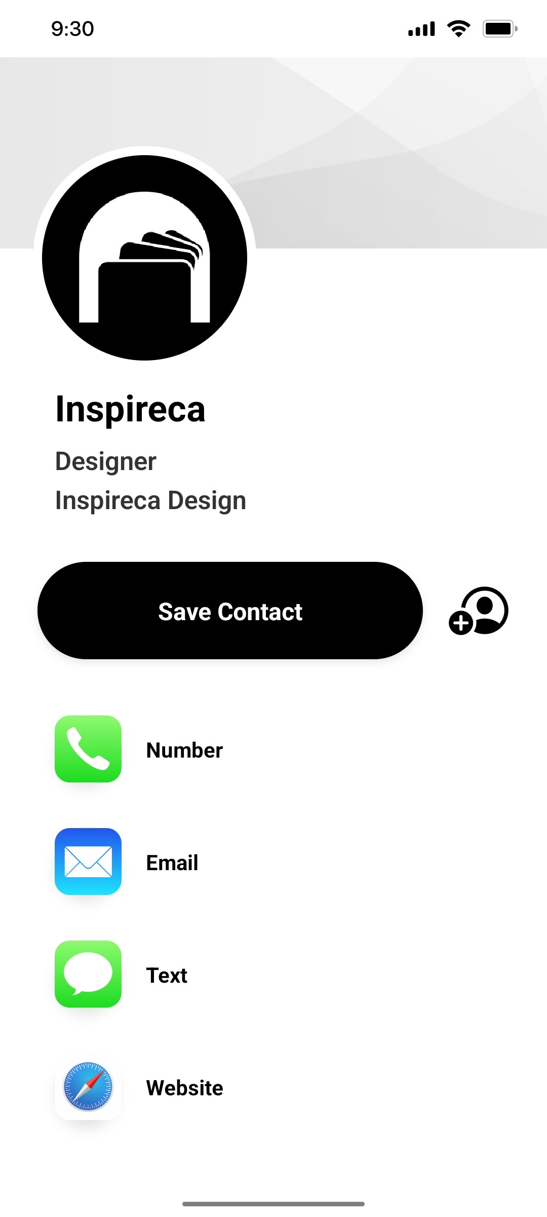Popl Save Contact Screen