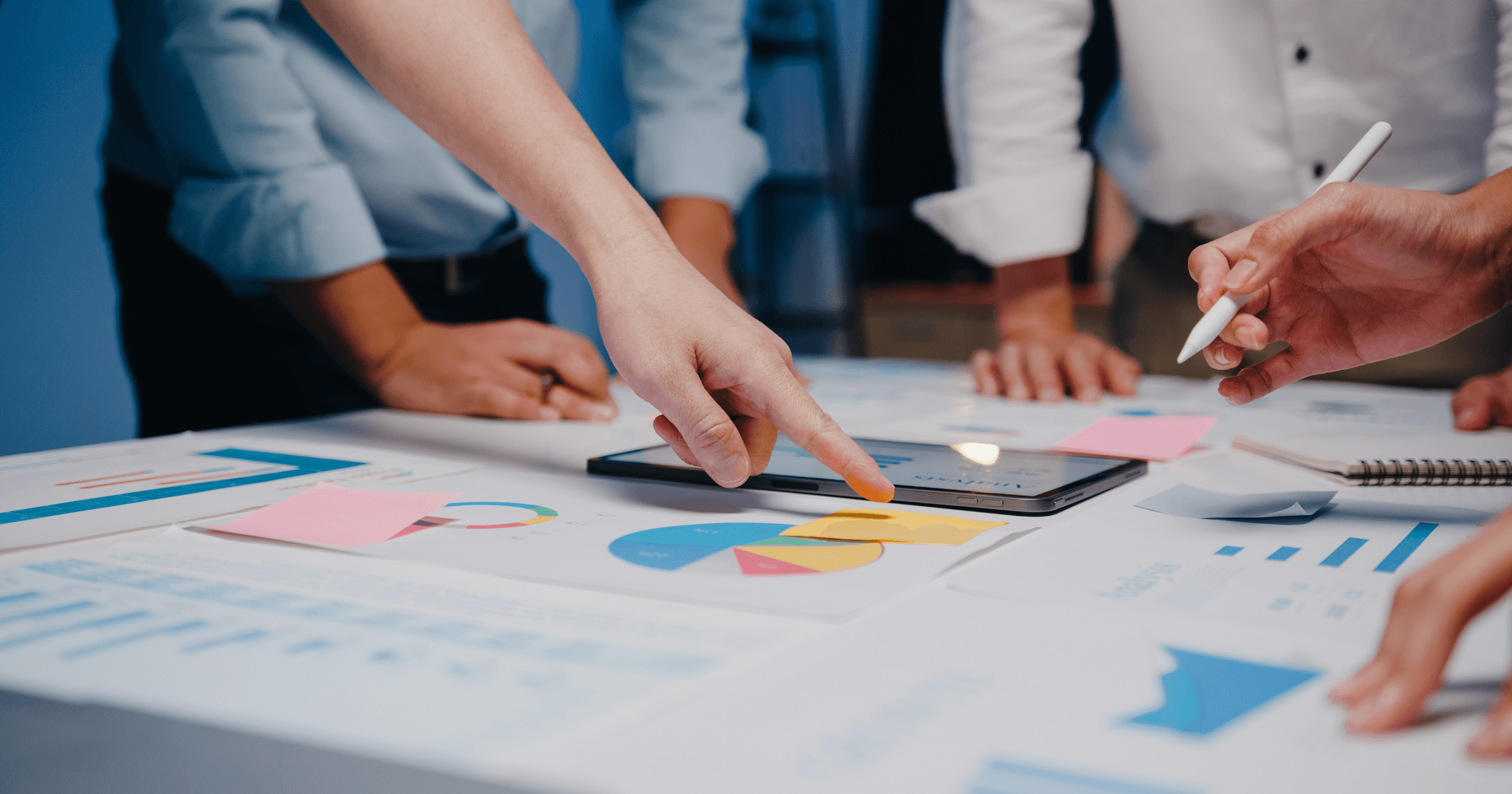 Team having a research meeting
