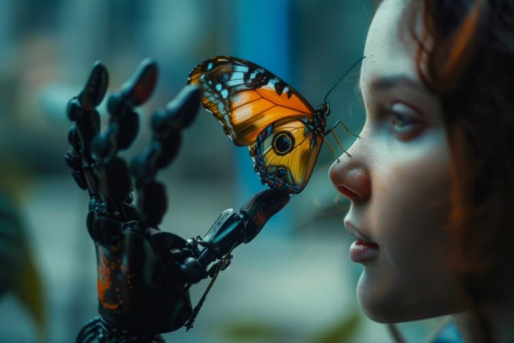 AI and Nature: A Robotic Hand Meets a Butterfly