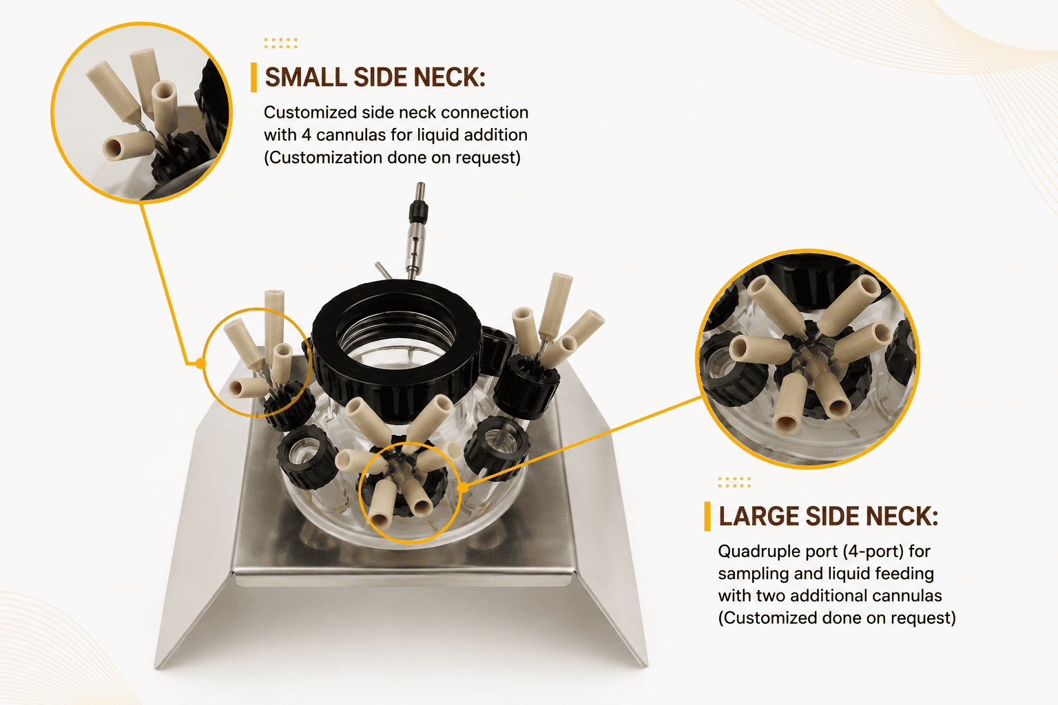 Customisation of additional ports in bioreactor vessel