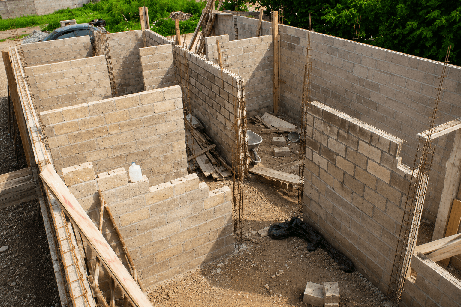 Construcción estructural de vivienda residencial realizada por Construcciones Medrano en Puerto Vallarta