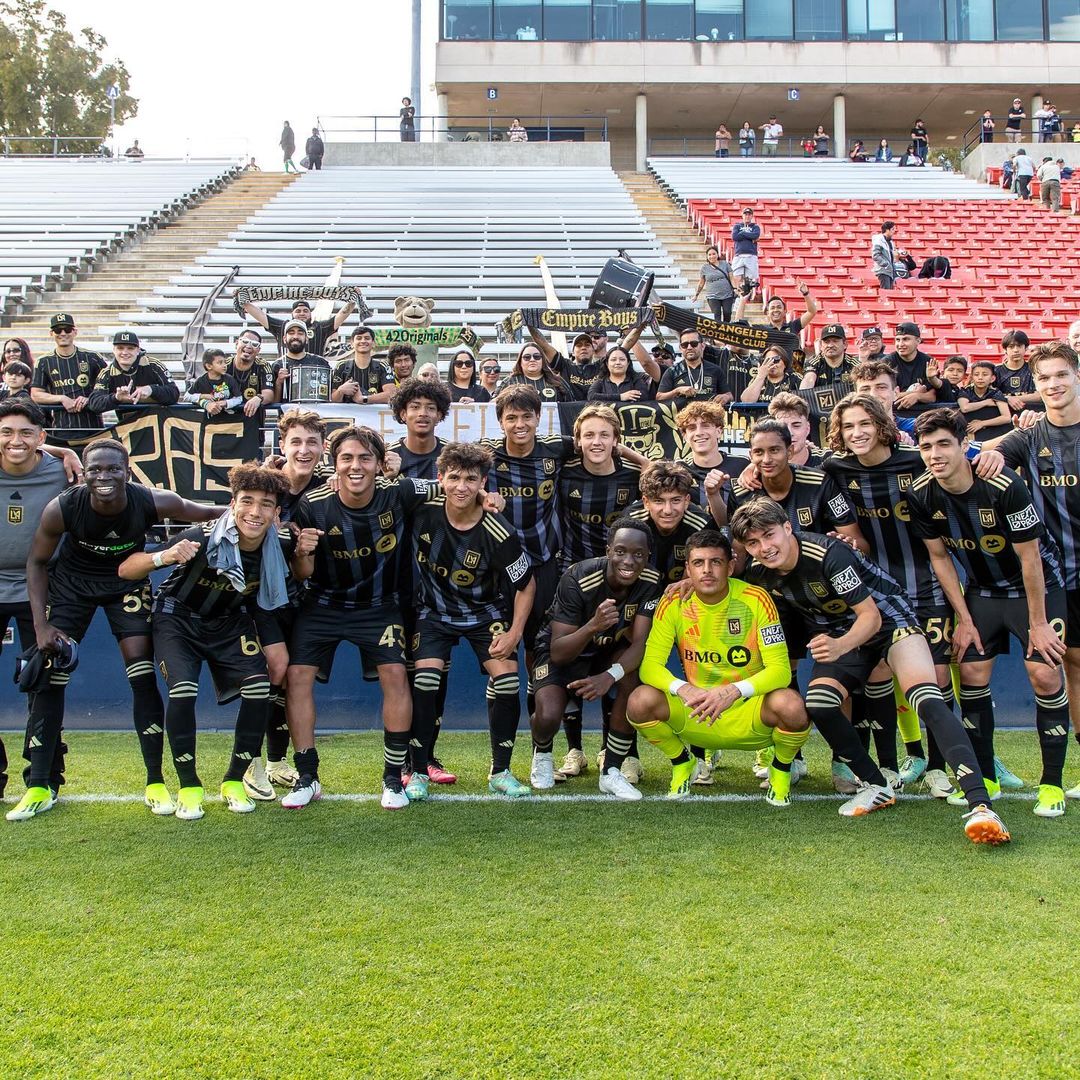 Post Game Group Celebration At LAFC Home Game