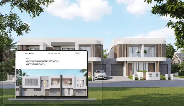 Modern architecture studio website featuring luxury residential project visuals