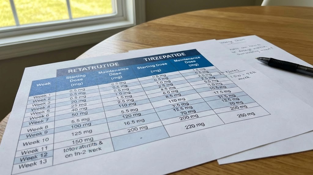 Retatrutide vs tirzepatide dosage chart