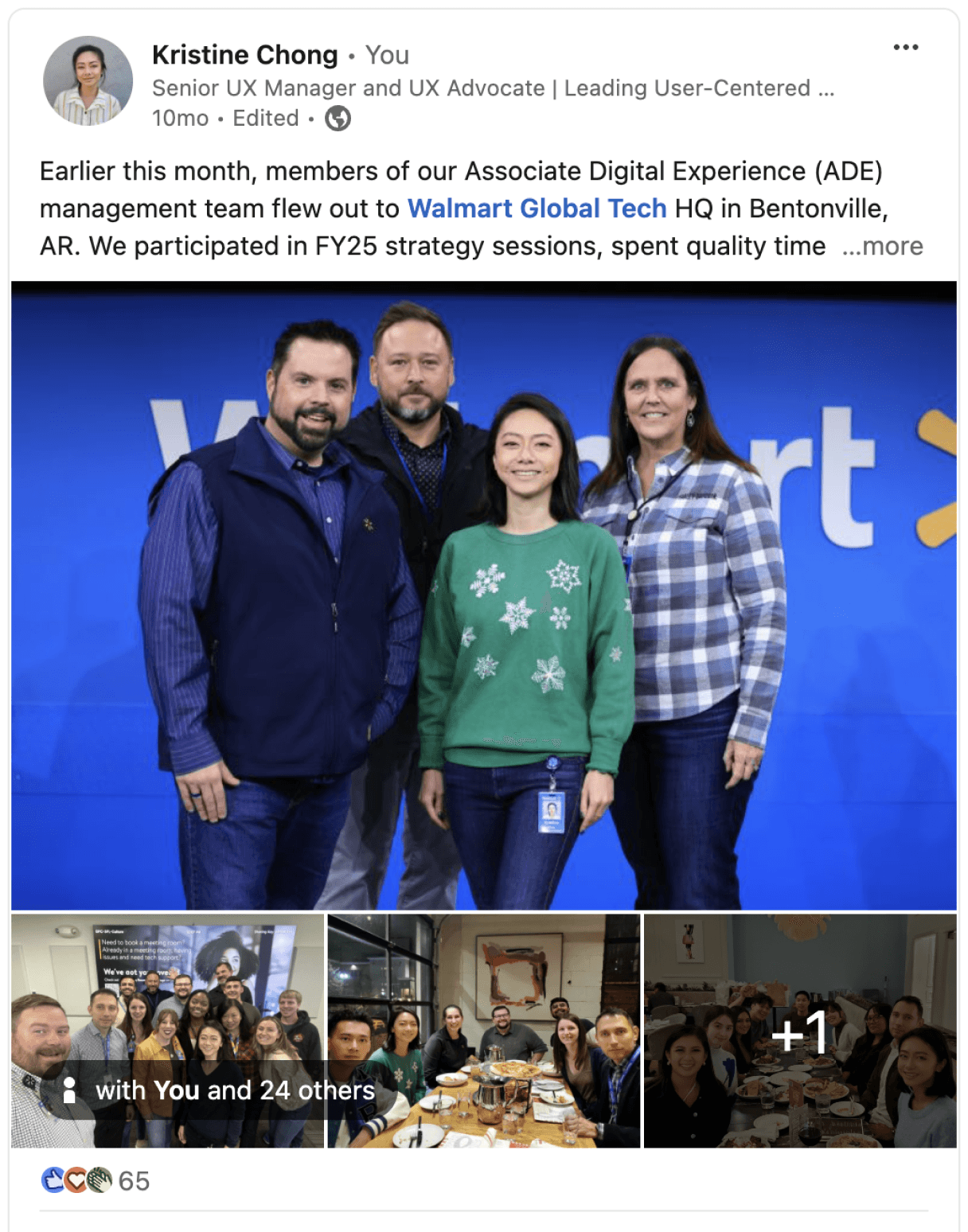 Kristine Chong meeting with UX leadership in Bentonville, Arkansas