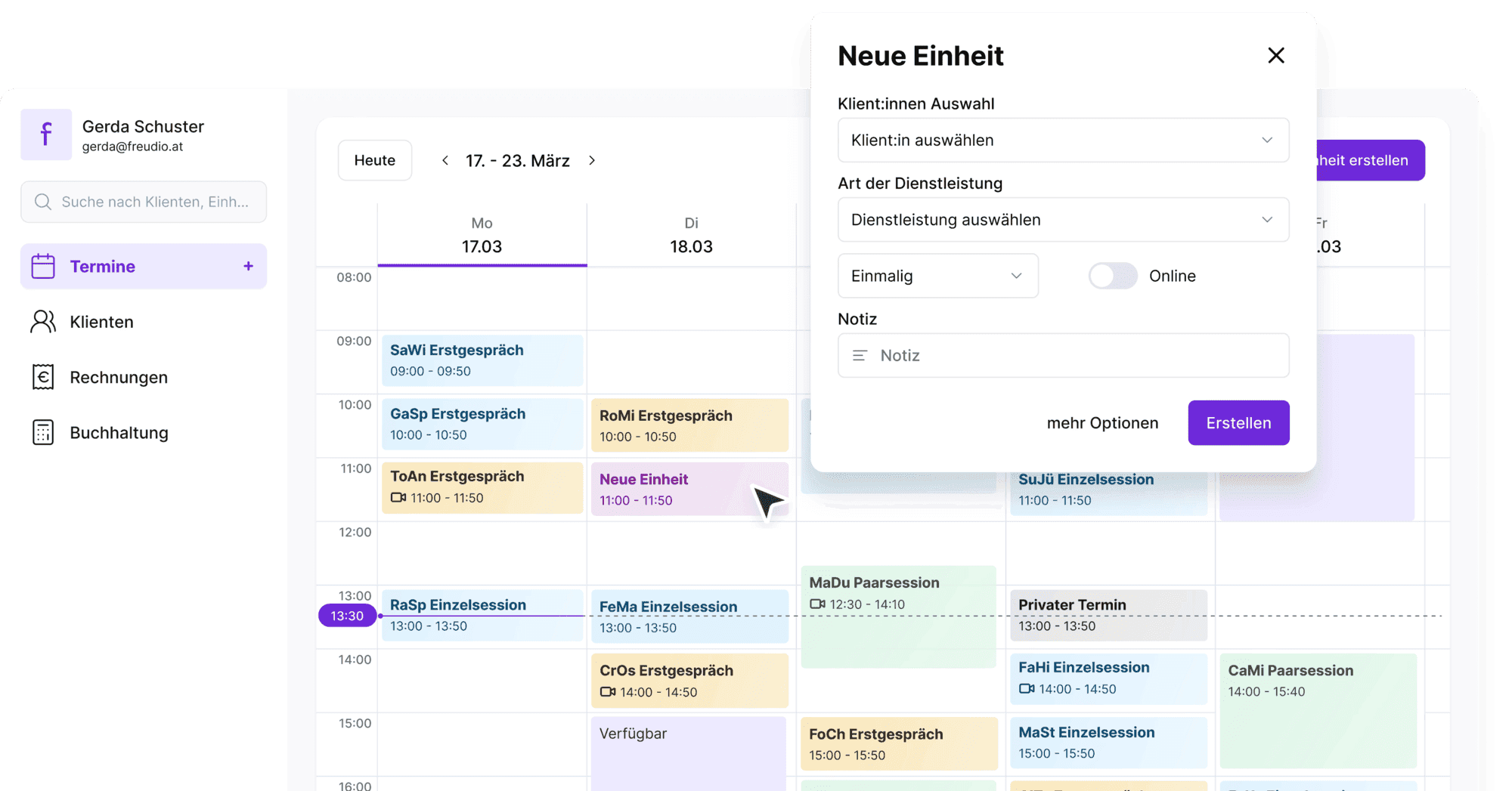 Psychotherapie Praxissoftware Kalendar für Mac