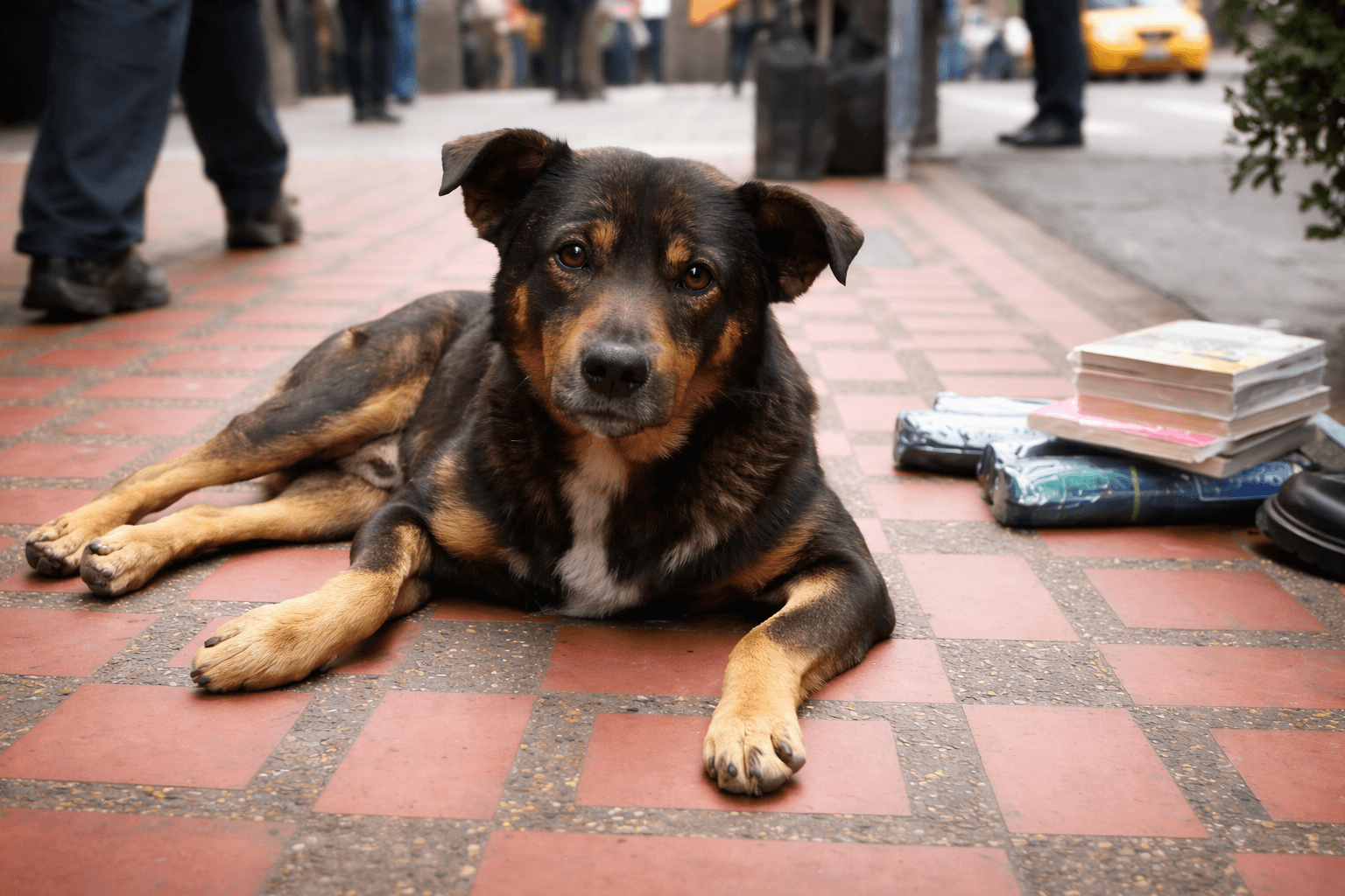 Tutor acolhendo animal resgatado da rua