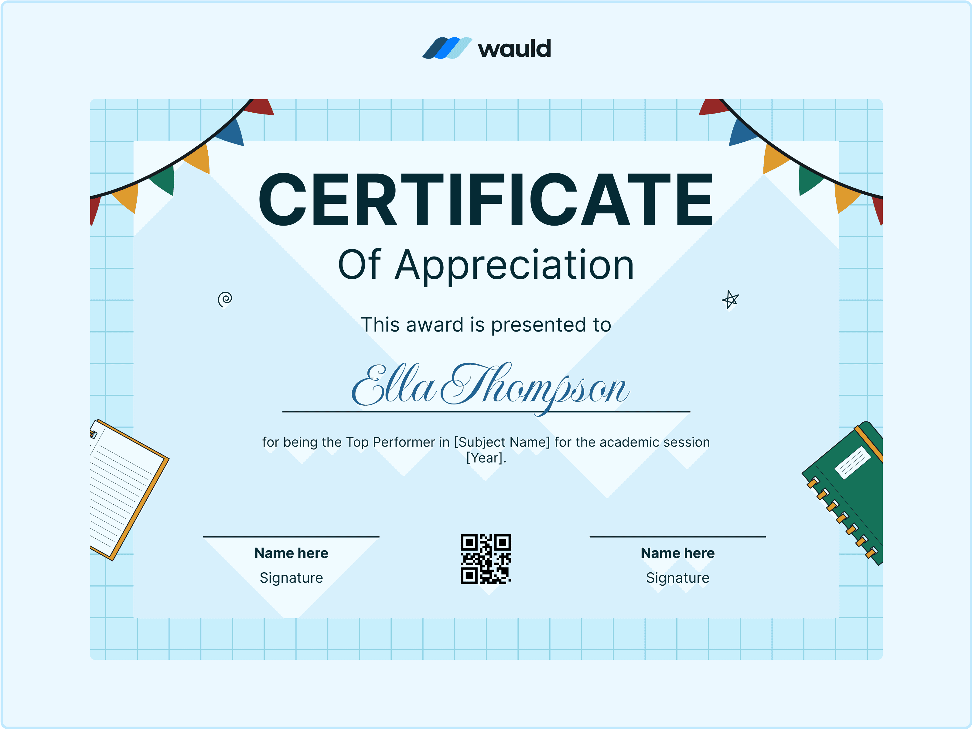 Wauld - Classroom certificate of appreciation template