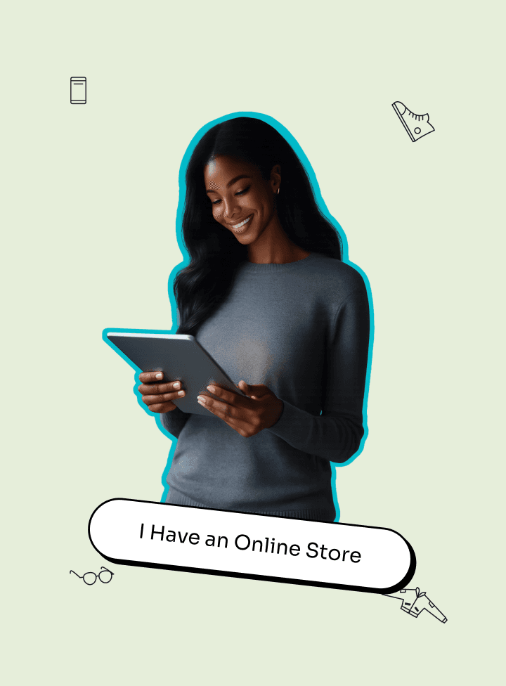 Woman operating a tablet