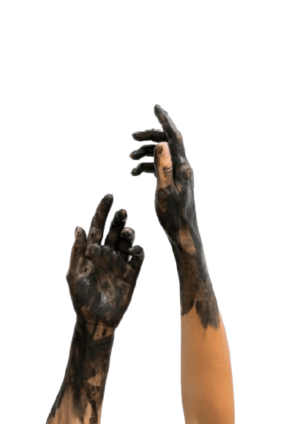 hands with color stains