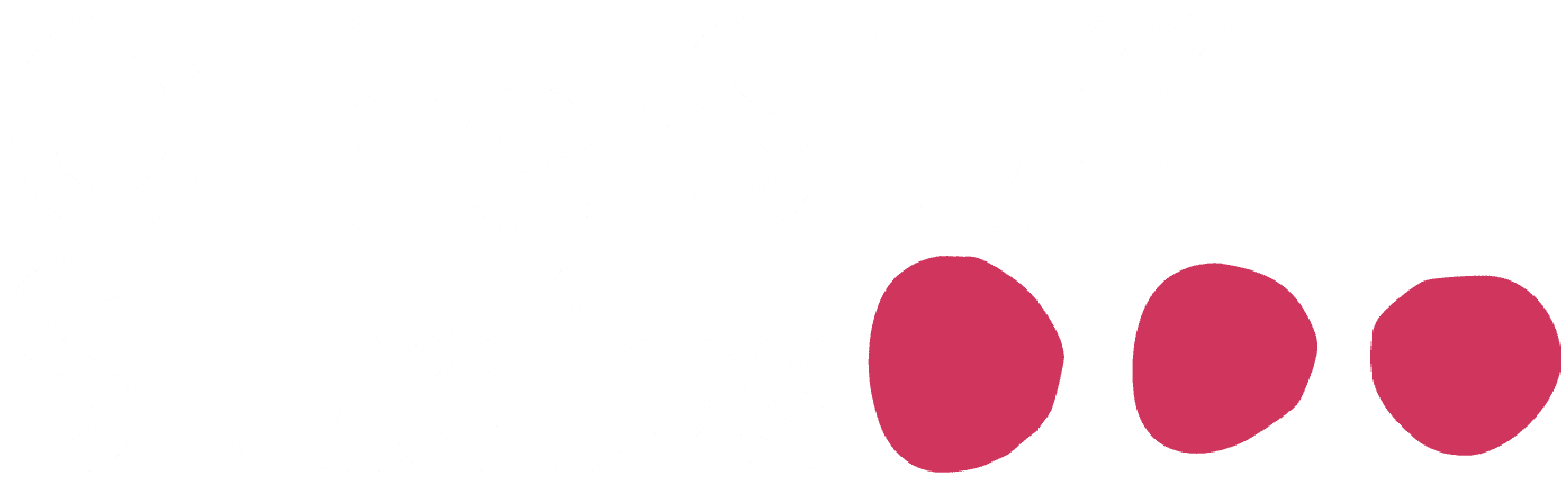 site logo with the name "Other Stuff Studios" in white and 3 slightly different spherical red shapes at the end.