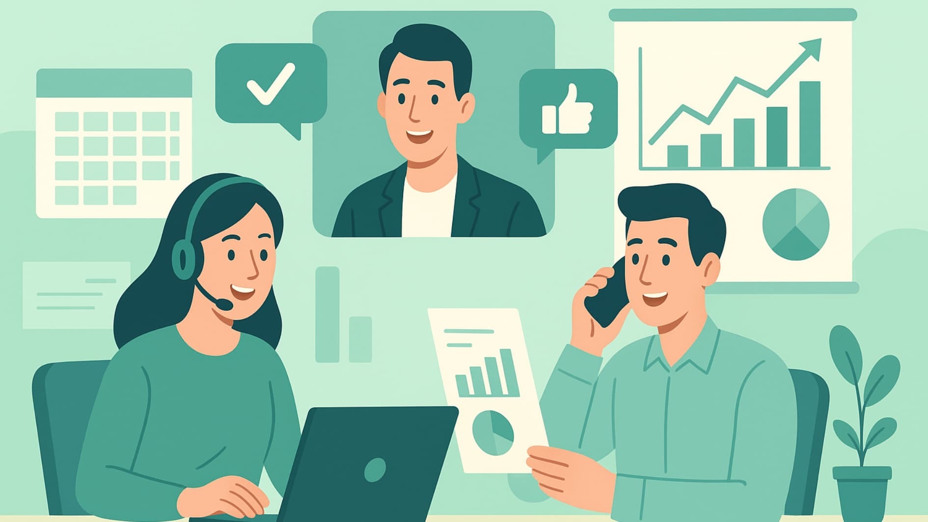 Marketing team following the Close Sales Process for Marketing Agencies during discovery calls.