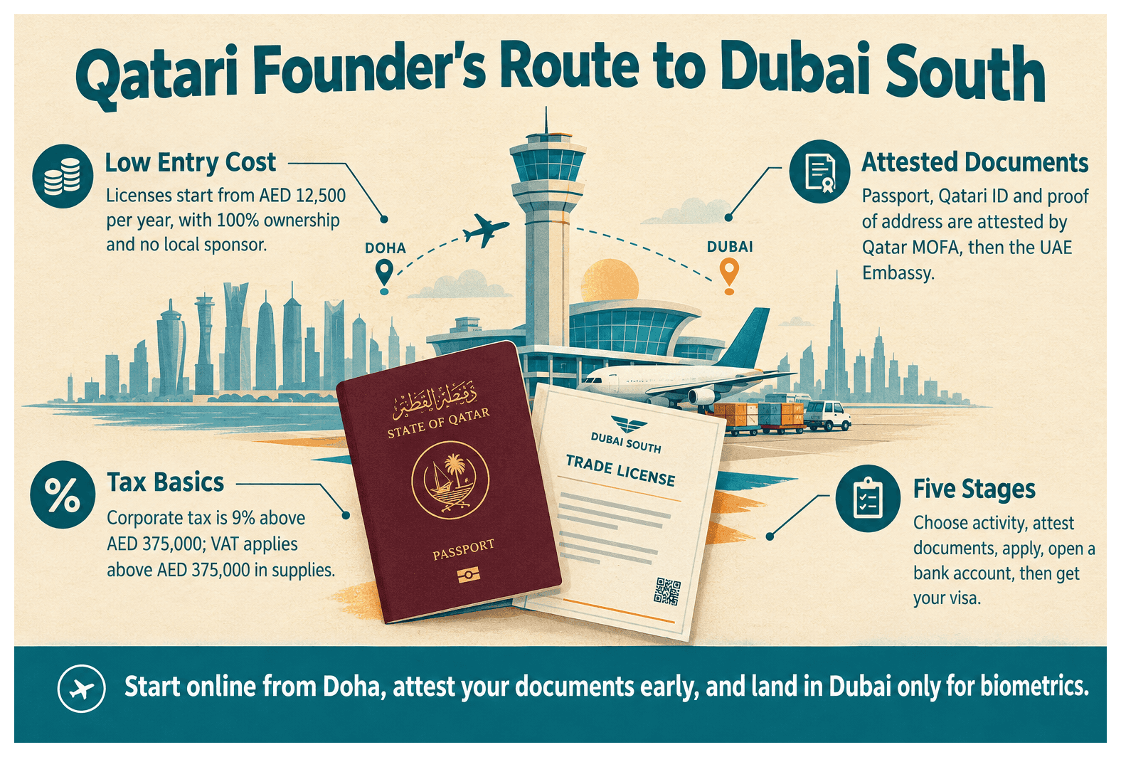 Infographic: How to Set Up a Company in Dubai South as a Qatari National