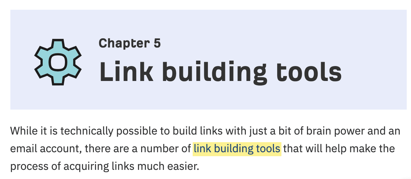 URL link of "link building" tools in a blog post