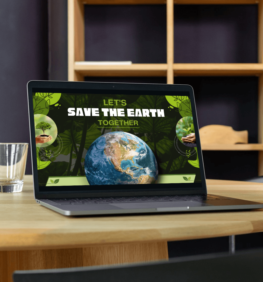 Canva Presentation Templates - Save the Earth illustration with a green planet