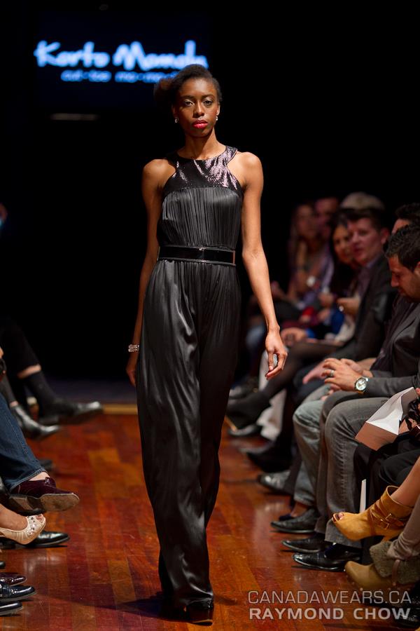 Long black pants dress runway shot