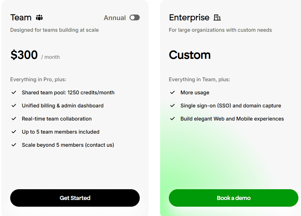 Emergent Team & Enterprise Plans