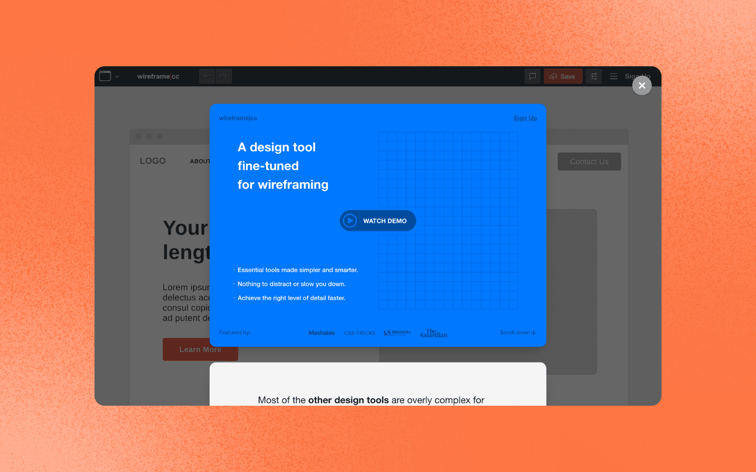 wireframe.cc homepage glorify