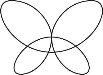 Black and white line art illustration of a butterfly formed with just one line going in circles.