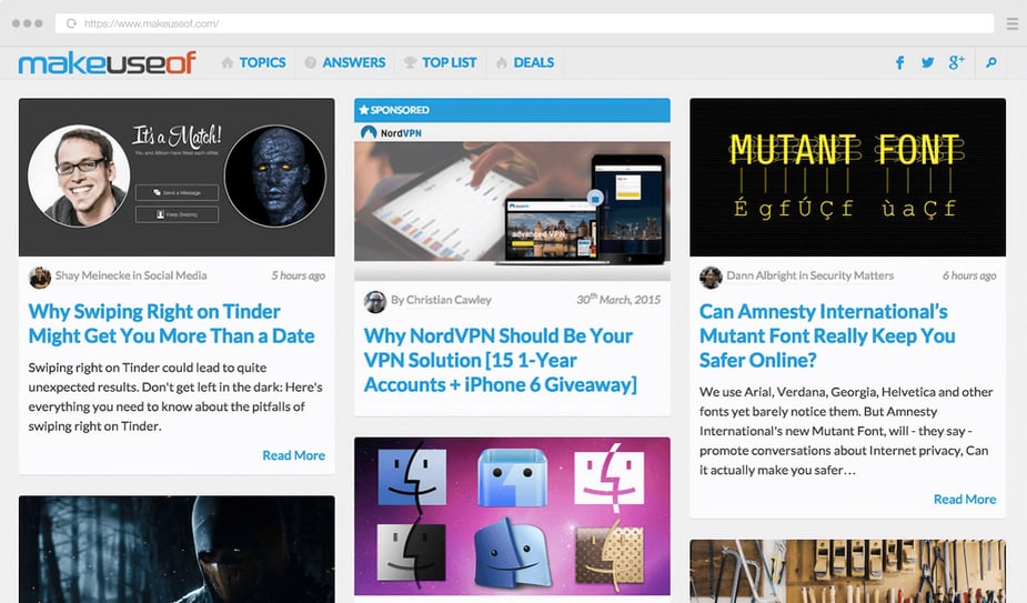 MakeUseOf's website